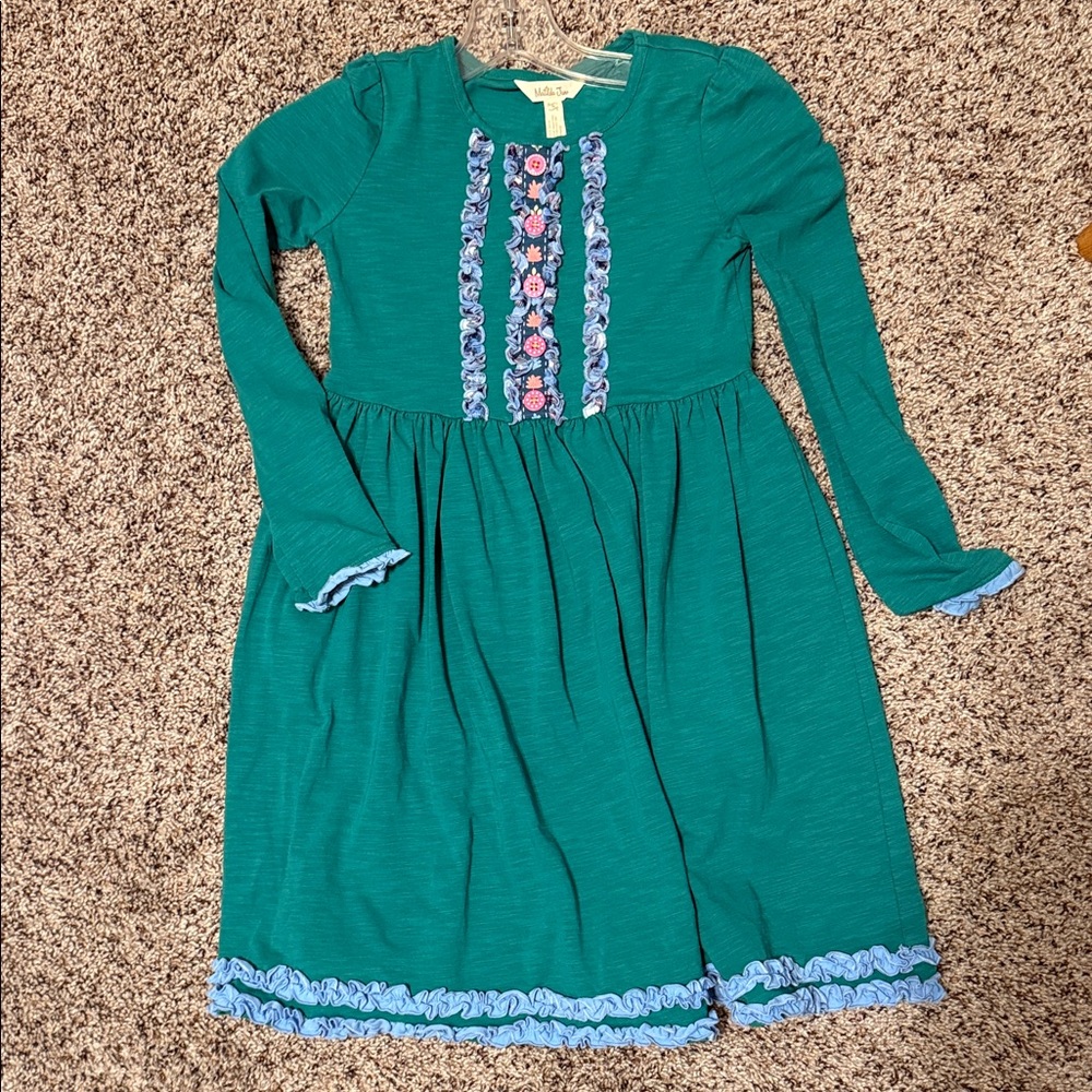 Matilda Jane Green Dress with Blue Floral Details
